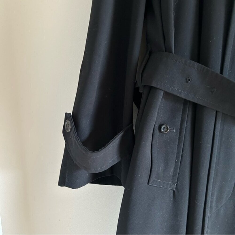 Burberry Vintage Men Black Lawrence Trench Coat with Removable Wool Vest Size 46 - Picture 5 of 16